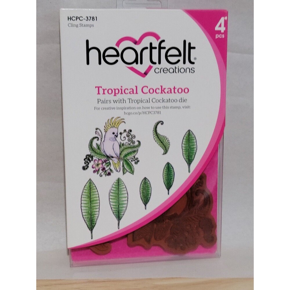 Heartfelt Creations Tropical Cockatoo Cling Stamps HCPC-3781